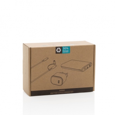 Logotrade corporate gift image of: Surge RCS recyled PET 20W type C 3 pcs charging set